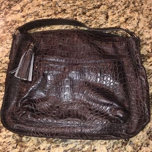 Talbots croc embossed leather handbag, brown